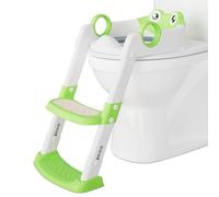 Sedile WC per bambini con scala pieghevole cuscini, riduttore WC per bambini, adattatore WC 2 in 1 per ragazzi e ragazze, con protezione anti-spruzzi - verde