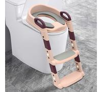 Sedile WC per bambini con scale per bambini, con imbottitura in poliuretano e quattro cuscinetti in gomma antiscivolo, altezza regolabile 34-44 cm, con pedali antiscivolo, per 2-7 anni