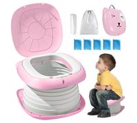 Sedile WC per Bambini, WC Pieghevole per Bambini, Pieghevole WC, Vasino Pieghevole da Viaggio Portatile, Vasino Portatile, Sedile per Vasetto, Vaso Pieghevole da Viaggio Toilette (Rosa)