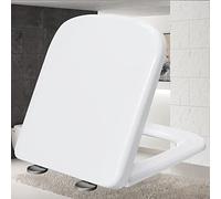 Sedile WC Quadrato a sgancio rapido, Sedile WC di mbio con Chiusura Ammortizzata, sedili WC Quadrati con Copertura, Chiusura lenta Bianca, Sedile WC con Raccordo, bianco-36 * 45 cm