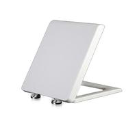 Sedile WC quadrato con chiusura ammortizzata, design rettangolare a sgancio rapido per una facile pulizia e installazione, cerniere regolabili, bianco