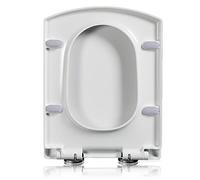 Sedile WC quadrato con chiusura rallentata a sgancio rapido per una facile pulizia Installazione Top-Fix con cerniere regolabili Bianco ed elegante accessorio da bagno