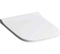 Sedile WC quadrato Keramag Smyle Slim con rivestimento, avvolgente, antibatterico, cerniere QuickRelease, bianco, con chiusura ammortizzata - 500.687.01.1