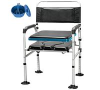Sedile WC rialzato autonomo Robusto Medico Sedia comoda per l'assistenza domiciliare, 5 marce Gambe regolabili in altezza, Sedia da doccia assistita da bagno per Anziani, Handicap, Disabili