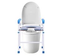 Sedile WC rialzato for sedia da toilette con maniglie, sedili WC rialzati regolabili in altezza, telaio di sicurezza WC autonomo for anziani, handicap ( Color : White U-shape , S : 48*38*64-74cm )