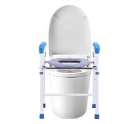 Sedile WC rialzato for Sedia da toilette con Maniglie, sedili WC rialzati Regolabili in Altezza, Telaio di Sicurezza WC autonomo for Anziani, handicap (Color : White O-Shape, S : 48 * 38 * 64-74cm)