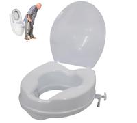 Sedile WC rialzato, Sedile WC rialzato da 4 Pollici, Rialzo da 300 libbre con Serratura e Coperchio, rialzi Antiscivolo per Anziani, Donne Incinte, disabili rialzati