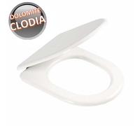 ERCOS Tavoletta Wc Compatibile Con Wc Clodia H 435 MM L 358 MM , Sedile Wc Con Cerniere Cromate Interasse 158 MM, Copriwater Colore Bianco