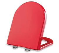 Sedile WC Rosso con Chiusura Ammortizzata e sgancio rapido per Una Facile Pulizia, Fissaggio Superiore, Cerniere Regolabili, Forma D/U