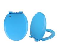Sedile WC Rotondo 16,5" x 14.2", Coperchio Water Silenzioso Con Chiusura Ammortizzata E Accessori Di Montaggio E Cerniere, Tavoletta WC in Plastica Colorata A Forma Di O, Blu