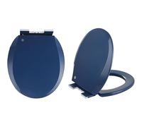 Sedile WC Rotondo 16,5" x 14.2", Coperchio Water Silenzioso Con Chiusura Ammortizzata E Accessori Di Montaggio E Cerniere, Tavoletta WC in Plastica Colorata A Forma Di O, Blu Navy