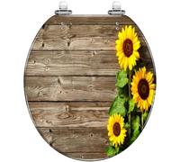 Sedile WC Rotondo Sunrise Tropical Island Palm Trees Sandy Beach Coperchio WC in Resina Chiusura silenziosa Cerniere a sgancio rapido Coprisedile Decorativo Facile da Pulire e installare (Colore 4)