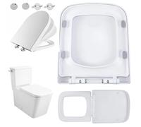 Sedile Wc Sedile WC quadrato, sgancio rapido, chiusura ammortizzata, facile da pulire, copriwater compatto, antigraffio for il bagno