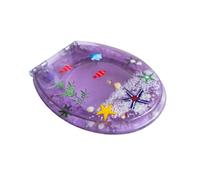 Sedile WC,sedile WC resistente e con chiusura ammortizzata,cerniere regolabili facili da pulire,sedili WC con copertura glitter argento(Color5)