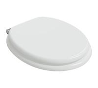Sedile WC Soft-Close, 2 pezzi, bianco, 44 x 38 cm, pannello in MDF con abbassamento automatico, fissaggio antiscivolo e supporto universale, per bagno, comfort e facile montaggio