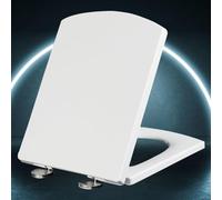Sedile WC Soft Close Sedile WC Heavy Duty Soft Close Sedile WC Quadrato Sedili WC antibatterici a sgancio rapido Aessori e aessori universali Inclusi, Adatti a WC Quadrati Standard, Bianco - 37 *