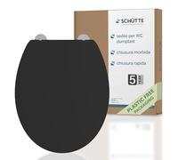 Sedile WC sottile con abbassamento automatico, coperchio rimovibile in Duroplast infrangibile, innovativo montaggio fai da te con cuscinetti adesivi | coperchio WC e occhiali portata fino a 200 kg |