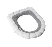 Sedile WC universale con cuscino a contrasto, spesso e morbido, a forma di O, copriwater con maniglia, accessorio for il bagno(B GREY)