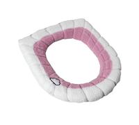 Sedile WC universale con cuscino a contrasto, spesso e morbido, a forma di O, copriwater con maniglia, accessorio for il bagno(B PINK)