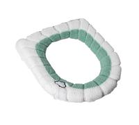 Sedile WC universale con cuscino a contrasto, spesso e morbido, a forma di O, copriwater con maniglia, accessorio for il bagno(B GREEN)