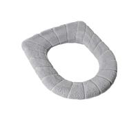 Sedile WC universale con cuscino a contrasto, spesso e morbido, a forma di O, copriwater con maniglia, accessorio for il bagno(A GREY)