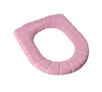 Sedile WC universale con cuscino a contrasto, spesso e morbido, a forma di O, copriwater con maniglia, accessorio for il bagno(A PINK)