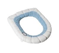 Sedile WC universale con cuscino a contrasto, spesso e morbido, a forma di O, copriwater con maniglia, accessorio for il bagno(B BLUE)