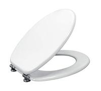 Sedile WC Universale in MDF con cerniere metalliche a chiusura rallentata, Copritavoletta sanitari standard, Sedile Copriwater universale
