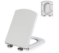 Sedili WC a forma di D, Sedile WC quadrato, chiusura silenziosa, cerniera in metallo regolabile, sgancio rapido, facile da pulire, bianco(03b)