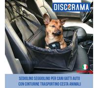 SEDIOLINO SEGGIOLINO PER CANI GATTI AUTO CON CINTURINE TRASPORTINO CESTA ANIMALI