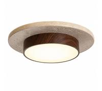 Sedtonmu Plafoniera da Soffitto Wabi-Sabi in Travertino ed Effetto Legno, Rotonda e Sottile 3000 K Gialla Caldo per Camera da Letto, Corridoio e Ingresso,Walnut Wood Color,Ø30cm