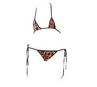 Seducente Bikini Set Con Bande Laterali Spalline Regolabili Mini Reggiseno Triangolo E String Con Fasce Laterali, motivo leopardato, S