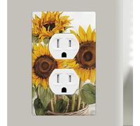 Seducente Girasoli Estivi Singolo Duplex Piastra Da Parete Copertura Decorativa Interruttore Della Luce Piastre di Plastica Decorazione Per La Casa Camera Da Letto Cucina Decorativo 11,4 x 7,9 cm