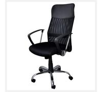 OFFICER PRODUCTS Sedia da ufficio Corfu ergonomica, girevole, membrana in tessuto e similpelle, con ruote, colore: nero