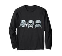 See No Evil Hear No Evil Speak No Evil Skull Art Maglia a Manica