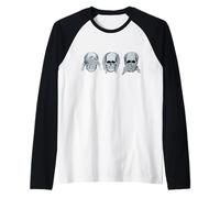 See No Evil Hear No Evil Speak No Evil Skull Art Maglia con Maniche Raglan