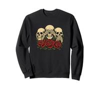 See No Evil Hear No Evil Speak No Evil Skull Roses Felpa