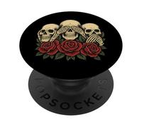 See No Evil Hear No Evil Speak No Evil Skull Roses PopSockets PopGrip Adesivo