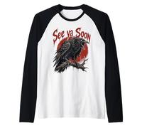 See Ya Soon Raven Crow Red Moon Halloween Horror Maglia con Maniche Raglan