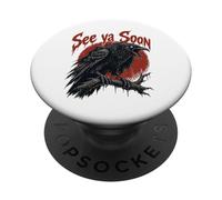 See Ya Soon Raven Crow Red Moon Halloween Horror PopSockets PopGrip Adesivo