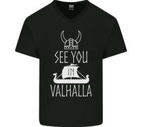 See You IN Valhalla The Vikings Norreno Odin Uomo Scollo A V Cotone T-Shirt