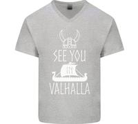 See You IN Valhalla The Vikings Norreno Odin Uomo Scollo A V Cotone T-Shirt