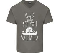 See You IN Valhalla The Vikings Norreno Odin Uomo Scollo A V Cotone T-Shirt