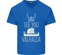 See You IN Valhalla The Vikings Norreno Odin Uomo Scollo A V Cotone T-Shirt