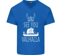 See You IN Valhalla The Vikings Norreno Odin Uomo Scollo A V Cotone T-Shirt