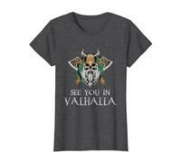 See You in Valhalla - Viking Norway Norse Mythological Maglietta, Donna, Grigio Scuro, 3XL