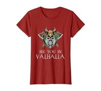 See You in Valhalla - Viking Norway Norse Mythological Maglietta, Donna, Mirtillo Rosso, XL