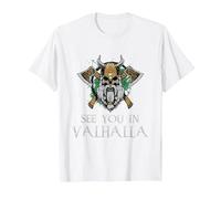 See You in Valhalla - Viking Norway Norse Mythological Maglietta, Uomo, Bianco, 6XL