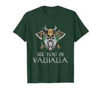 See You in Valhalla - Viking Norway Norse Mythological Maglietta, Uomo, Verde Foresta, L
