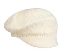 Seeberger Berretto Newsboy a Maglia Annelie Piatto Taglia Unica - Bianco Crema